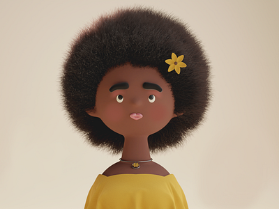 Fun with faces #2 3d afro blender character face flowers girl illustration portrait render woman