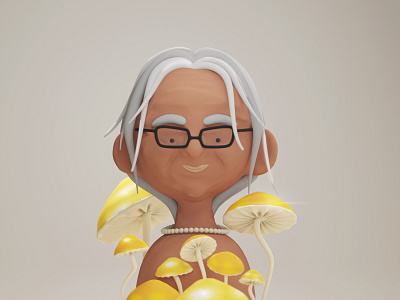 Fun with Faces #05 blender character illustration lady mushrooms old woman
