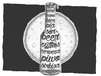 Beer, beer, beer... b&w beer draw illustration letters wood