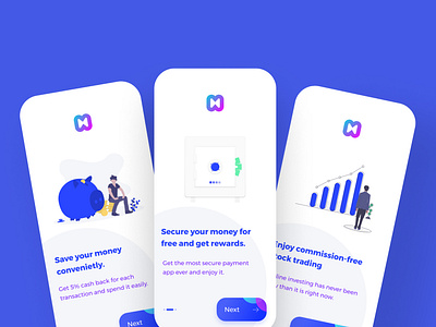 E-WALLET AND FINANCE MONEY APP ONBOARDING SCREENS app design illustration typography ui ux