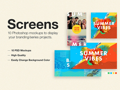 Screens - 10 Photoshop Mockups For Your Branding/Series Projects