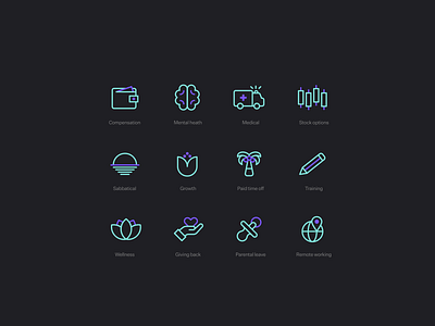 ️ Company Benefits Icons by Alex Shepherd for Mixpanel on Dribbble