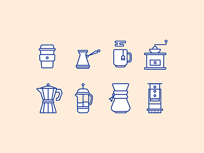 Coffee Icons cafe coffee icons illustrations line art