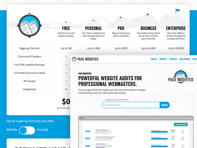 PageModified Landing Page & Pricing
