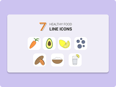 7 food line icons app branding design graphic design illustration ui vector
