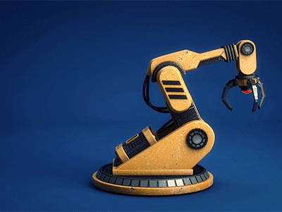 Robot Arm 3d blue cody courmier colorado denver design robot arm robotic yellow