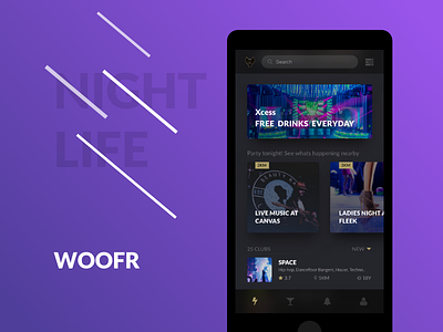 Woofr Nightlife App - Redesign app dark design entertainment event interface iphone mobile nightlife redesign ui ux