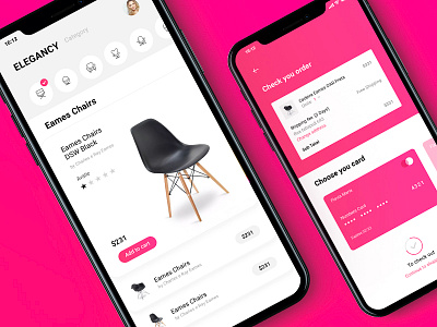 App E-commerce | Elegancy | chair | Payment | Filter category