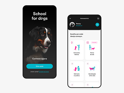 School for Dogs APP | Start | Trainings aplicativo dog login minimalist sketch training ui uidesign