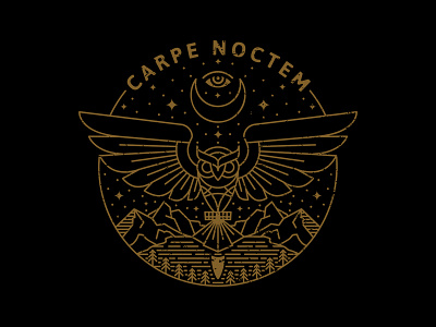 Carpe Noctem adventure badge carpe noctem latin monoline mountains night owl