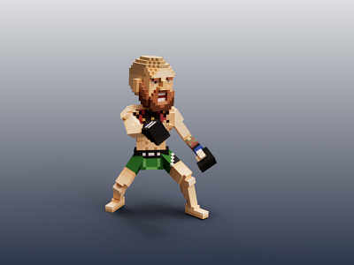 Conor McGregor Voxel 3d art character design game illustration sandbox ufc voxel
