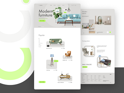 Design concept of an online store of modern furniture armchair lamp table design e commerce furniture interior lamp table modern modern furniture online shopping online store shop sofa armchair lamp table store table ui ux web design