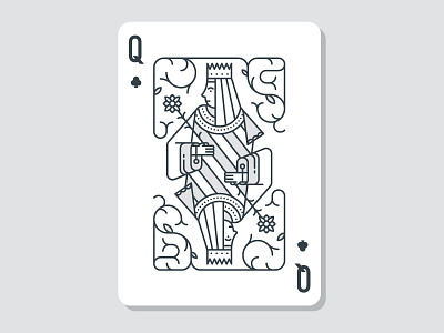 Queen illustration line playing cards queen