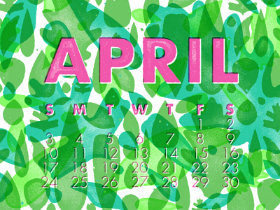 April Calendar april calendar leaves letterpress