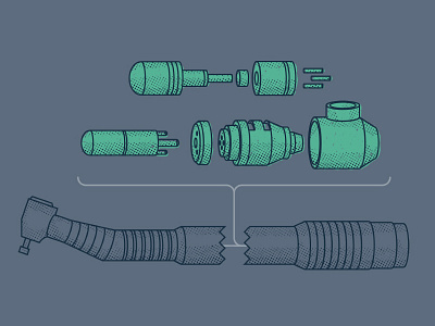 (dentist drill noise) illustration line schematic