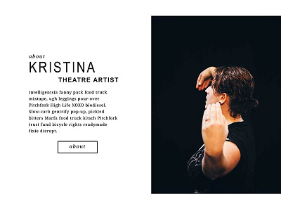Website Element Exploration: KristinaFriedgen.com about photography theatre web design