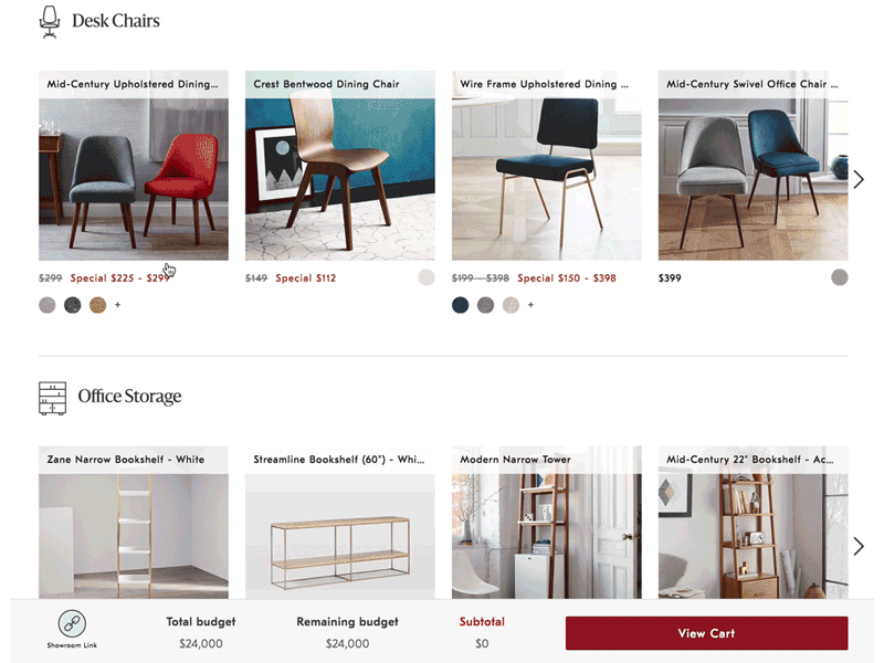 Guided Shop Showroom: Quick Shop app category confirmation design experience fabric furniture guided guided shop modal pdp product detail product detail page product details quickshop react shop path ui ux ux design