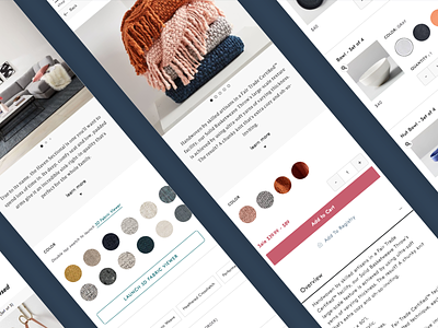 Project Detail Page - Mobile accordion beta blankets couch fabric furniture home goods mobile modern pdp product detail page progressive web app pwa retail retail design swatch ui ux ux-ui west elm