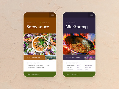 Recipe landing page