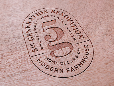 Fifth Generation Renovation Badge 5 5g badge branding diy farm g home logo modern monogram renovation typography