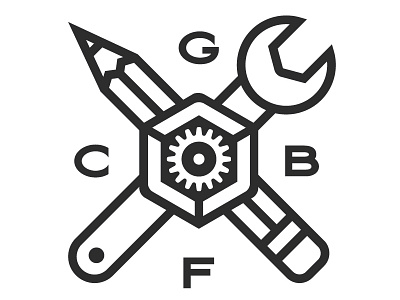 Gearbox Badge badge gear line mono weight pencil wrench