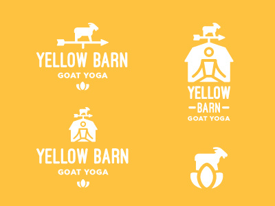 Yellow Barn Goat Yoga Logo barn farm goat lotus flower yellow yoga