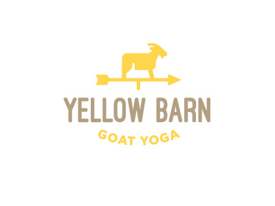 Yellow Barn Goat Yoga arrow barn farm goat logo yellow yoga