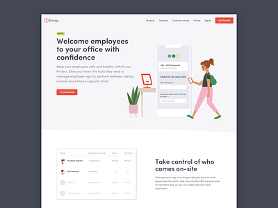 Landing Page for Envoy Protect design flat illustration web