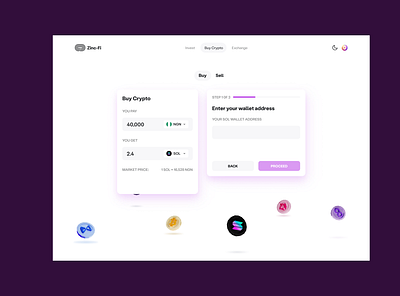Zinc-Fi (Entering your wallet address) animation blockchain interface ui web3