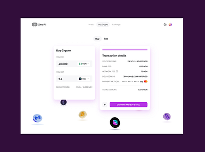 Zinc-Fi (Transaction Summary) animation blockchain design interface ui web3