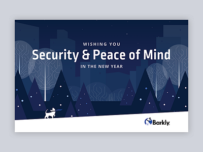 Wishing you security & peace of mind boston card christmas cyber cybersecurity dog graphic holiday illustration new year snow vector