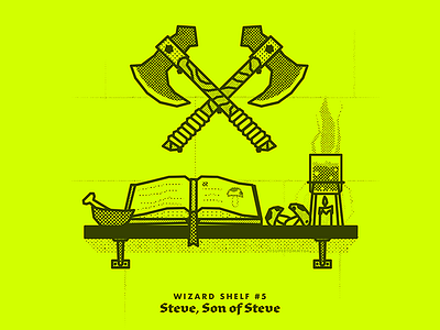 Wizard Shelf #5 alchemy axe book illustration illustrator magic vectober vector wizard