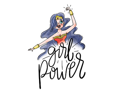 Girl Power female feminist florida girl girl power hand lettering lettering orlando watercolor woman wonder woman