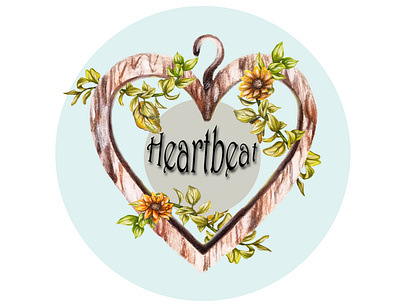 Frame wood heart art artist autumn color design drawing flowers frame heart illustration leafs realism wood