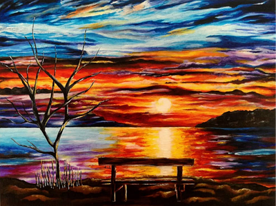 Sunset (acrylic painting) acrylic art artist color drawing illustration impressionism landscape painting realism sunset