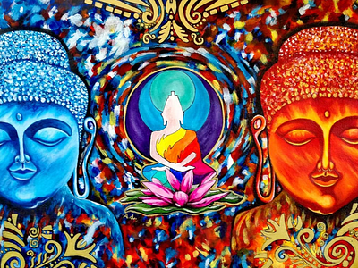 Spiritual awakening (acrylic painting) art artist awakening buddha buddhismo color drawing explosion health karma painting peace pray realism spiritual