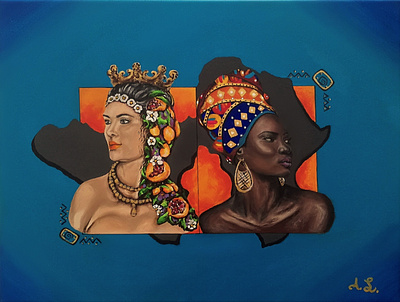 Integration and inclusion (acrylic painting) african art artist black and white color culture drawing illustration integration painting realism sicily tradition