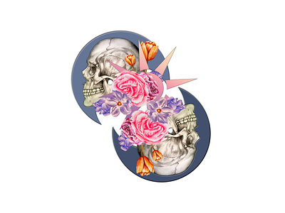 Skull flowers illustration
