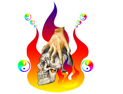 skull fire illustration art artist color design drawing illustration painting realism skull