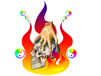 skull fire illustration art artist color design drawing illustration painting realism skull