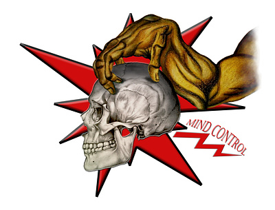 mind control skull illustration art artist color design drawing illustration painting realism skull