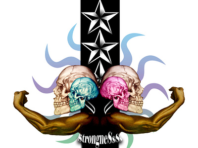 strongness skull illustration art artist color design drawing illustration painting realism skull