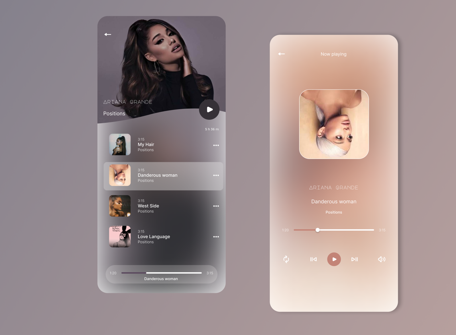 Daily UI Day 009 - Music Player by Sara Guglielmetti on Dribbble