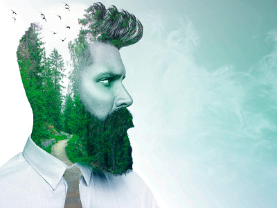 Nature man advertisement barbershop collage man nature