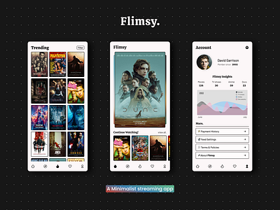 Flimsy - Don't we all love movies app cinema films flimsy hulu minimalist movie moviesapp netflix prime ui