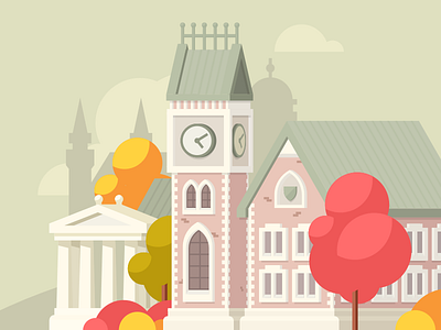 University Illo air ball buildings daily shot design education icon illustration ivy landscape school ui ux