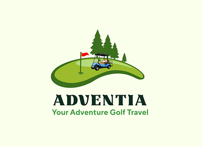 "ADVENTIA" a golf travel adventure logo brand branding business logo company logo creative creative design creative logo design graphic design logo professional professional logo