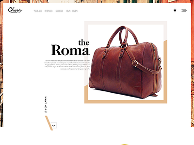 Classic Leather Co. Homepage Mockup bag ecommerce fashion italian leather modern travel web design