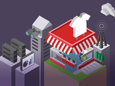 Isometric, Retail Store Illustration city dem awnings digital illustration infographic isometric retail store store