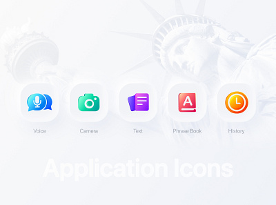 Translation_ Application Icons app color palette colors design icon icon set illustration logo neomorphism ui